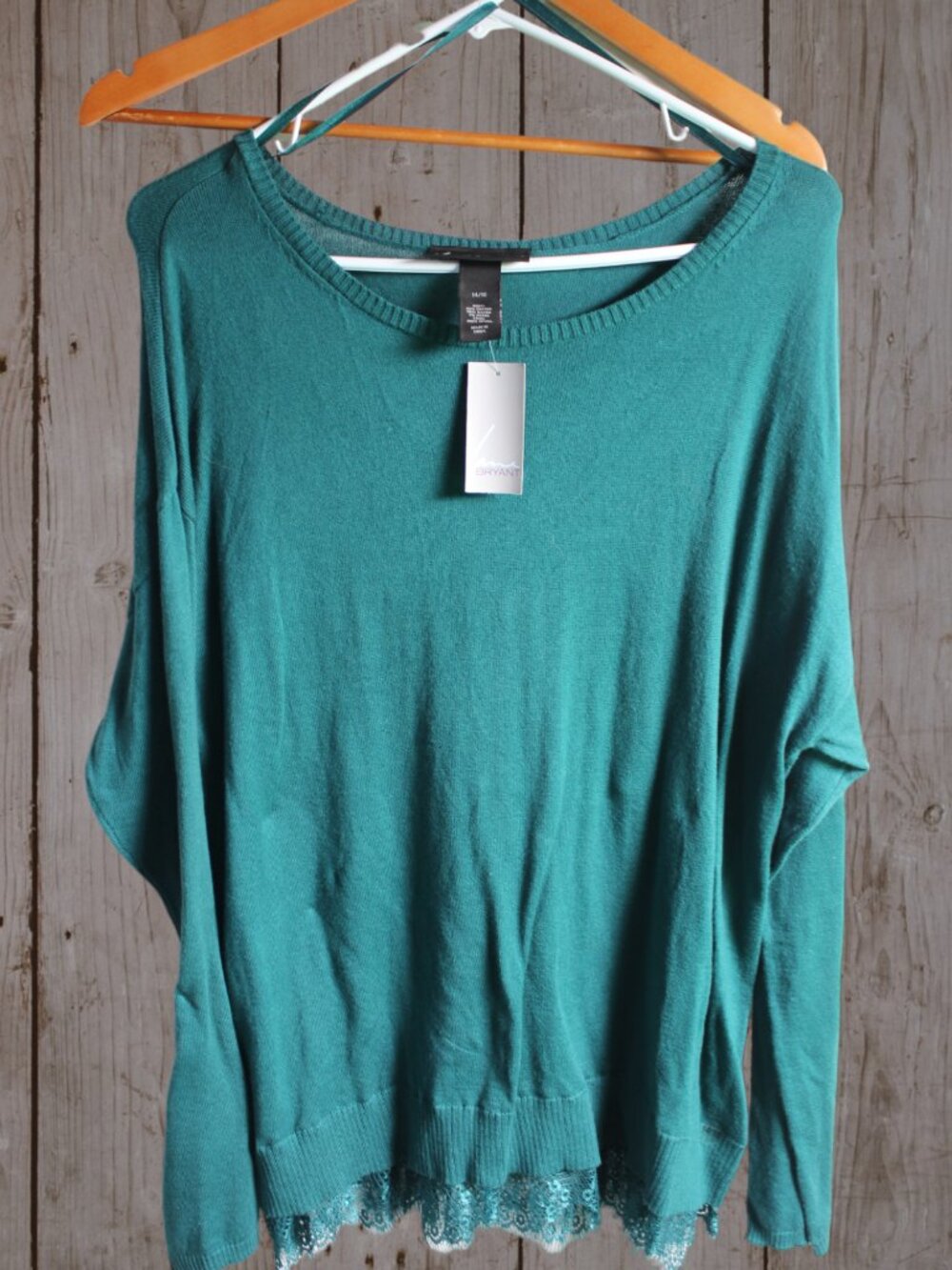 Lane Bryant Shirt Womans 14/16 Lace bottom NWT